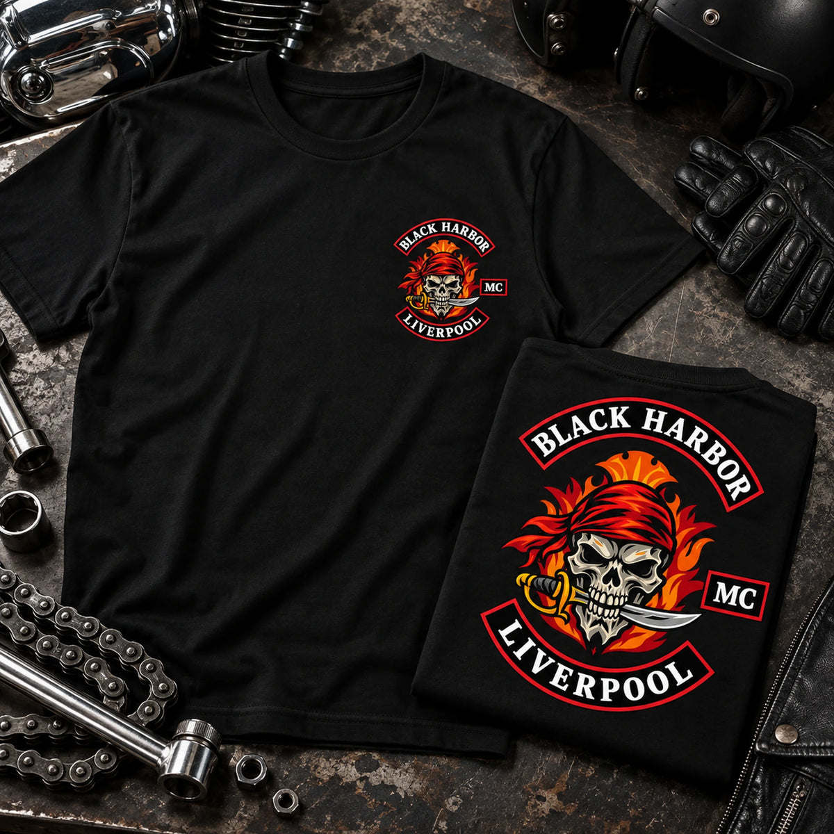Black Harbor custom club T-shirts shown in a deep neutral black color.