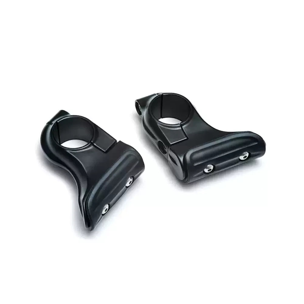 Pair of black clamp-on highway cruise foot pegs