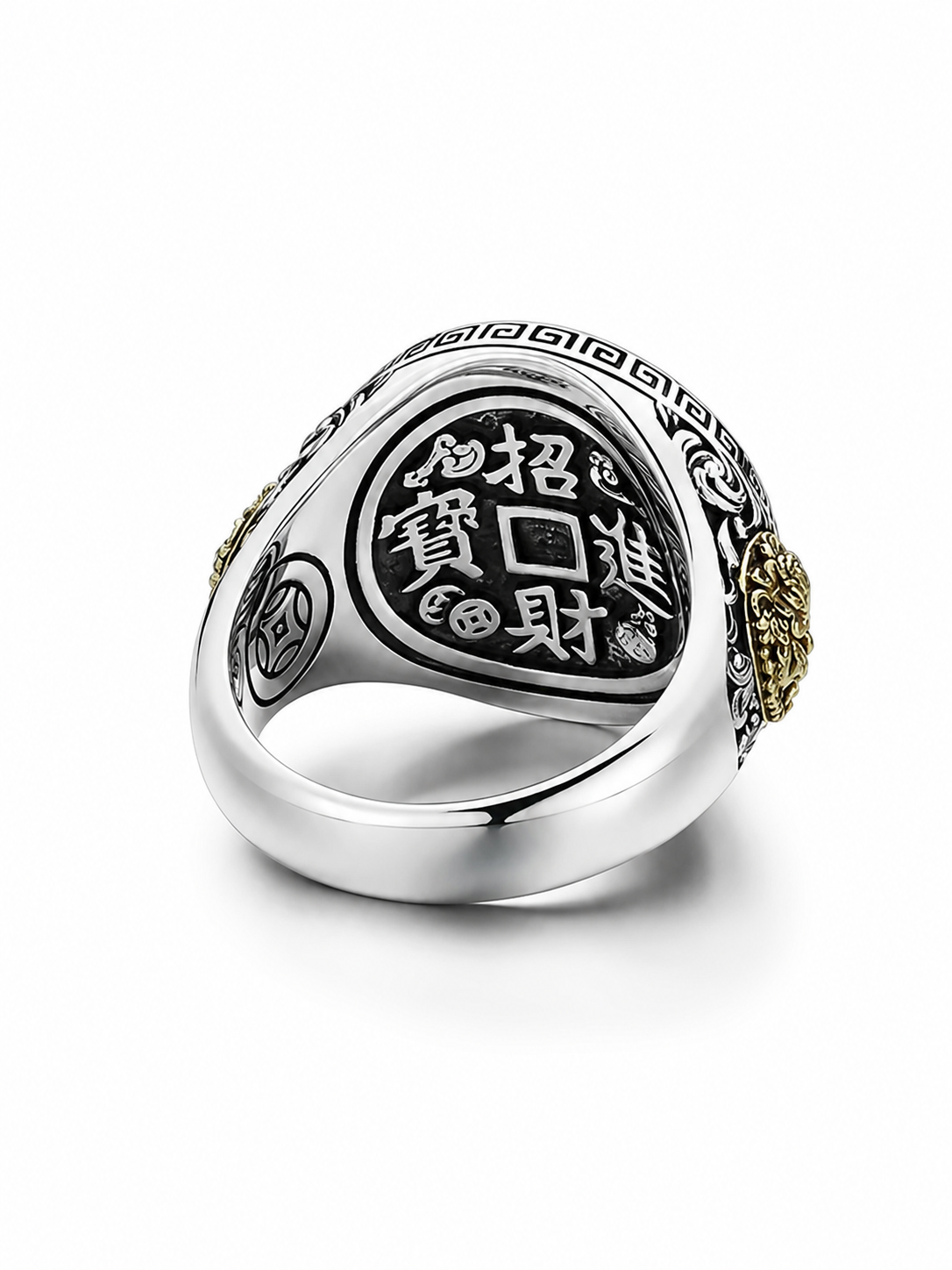 Black Onyx Yellow Wealth God Sterling Silver Ring - product view 2