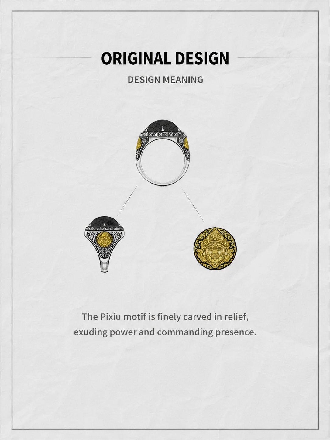Black Onyx Yellow Wealth God Sterling Silver Ring - product view 5