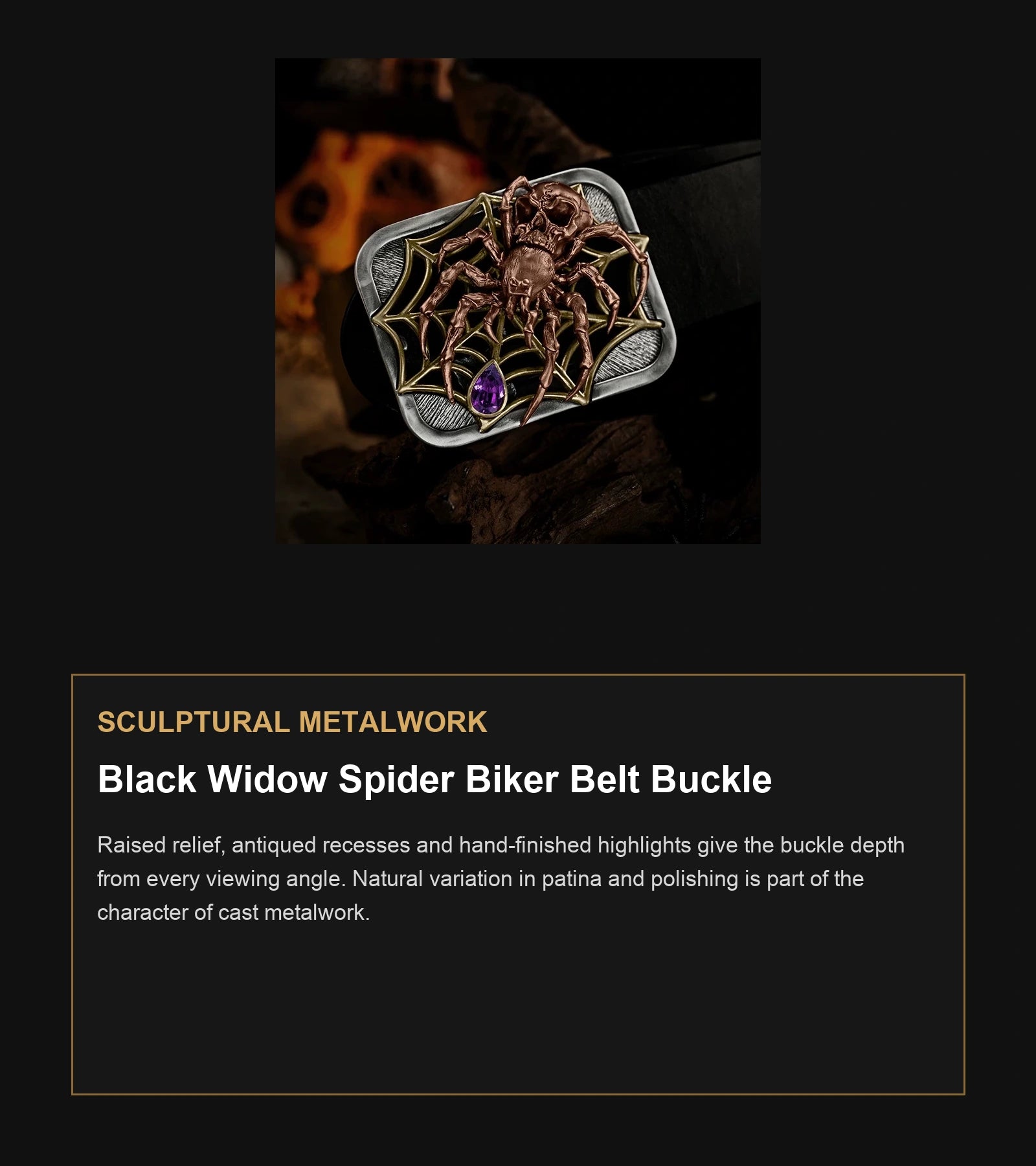 Black Widow Spider Biker Belt Buckle craftsmanship guide in English