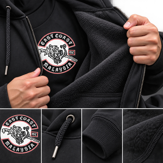 brushed fleece motorcycle club hoodie