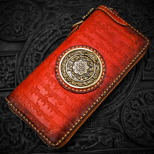 handcrafted Buddhist medallion leather biker wallet buddhist medallion biker wallet 1