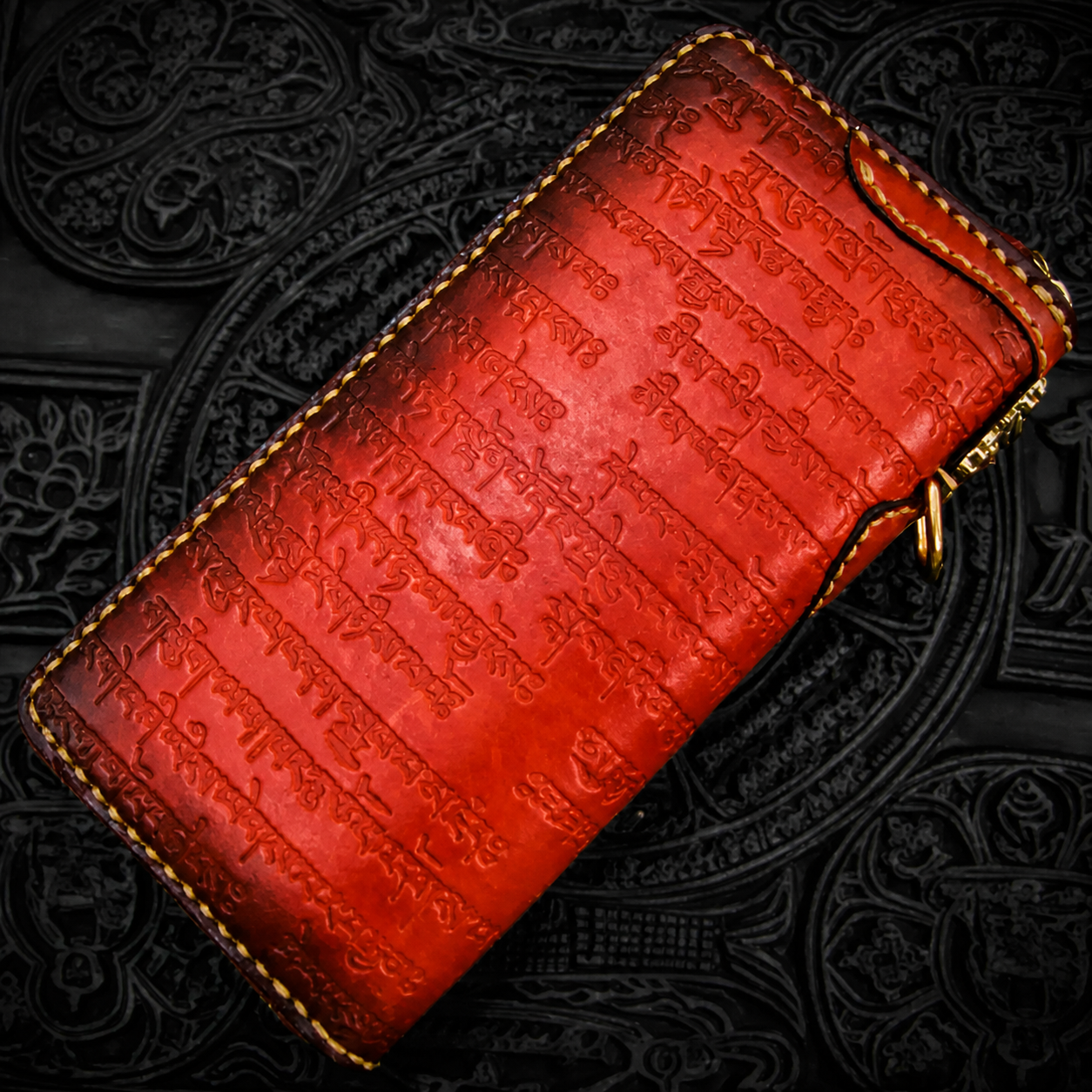 handcrafted Buddhist medallion leather biker wallet buddhist medallion biker wallet 2