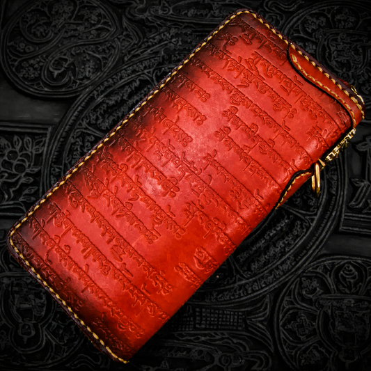 handcrafted Buddhist medallion leather biker wallet buddhist medallion biker wallet 2