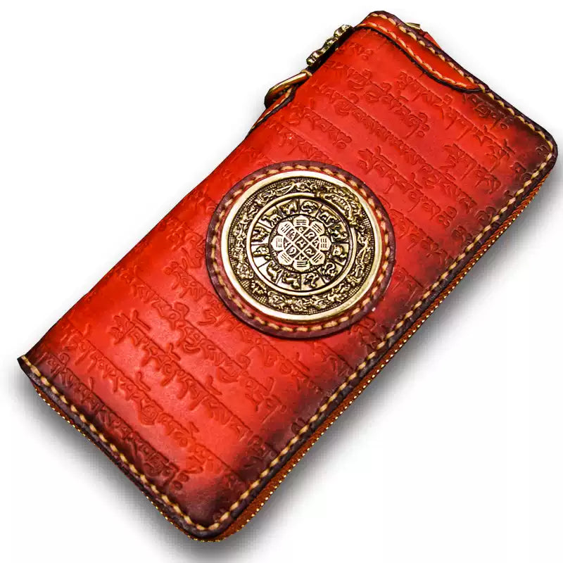 handcrafted Buddhist medallion leather biker wallet buddhist medallion biker wallet 5