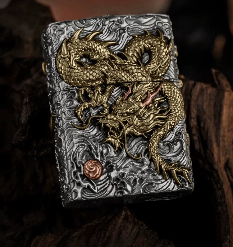Carp Leaping the Dragon Gate 3D Relief Biker Lighter – clean product detail view 1