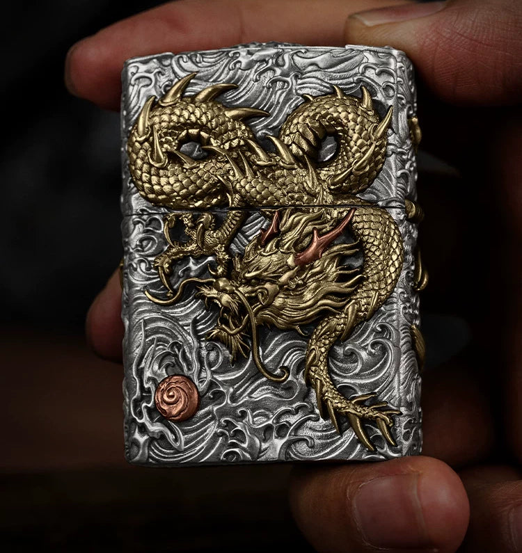 Carp Leaping the Dragon Gate 3D Relief Biker Lighter – clean product detail view 3