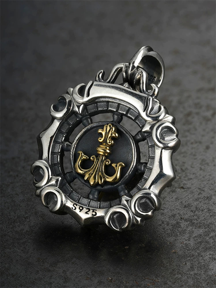 S925 celestial compass silver pendant back view