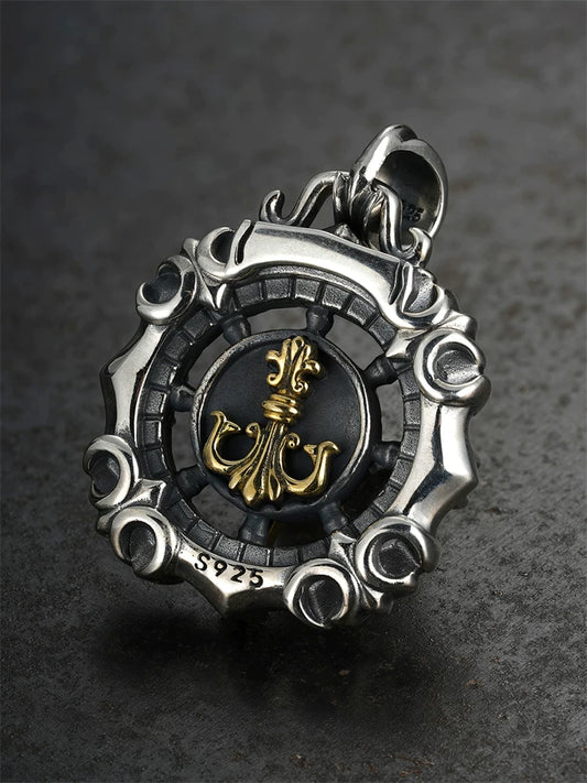 S925 celestial compass silver pendant back view