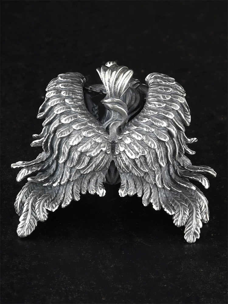 Back view of chained winged Andromeda sterling silver pendant