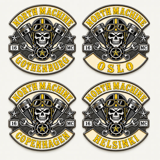 Custom chapter pin variant preserving its approved motorcycle club identity.