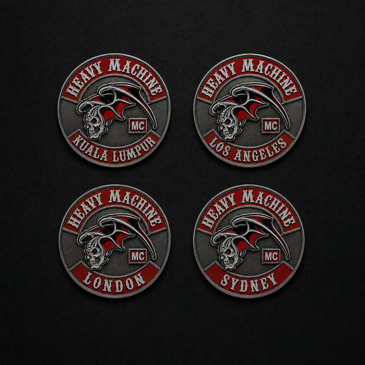 Custom chapter pin variant preserving its approved motorcycle club identity.