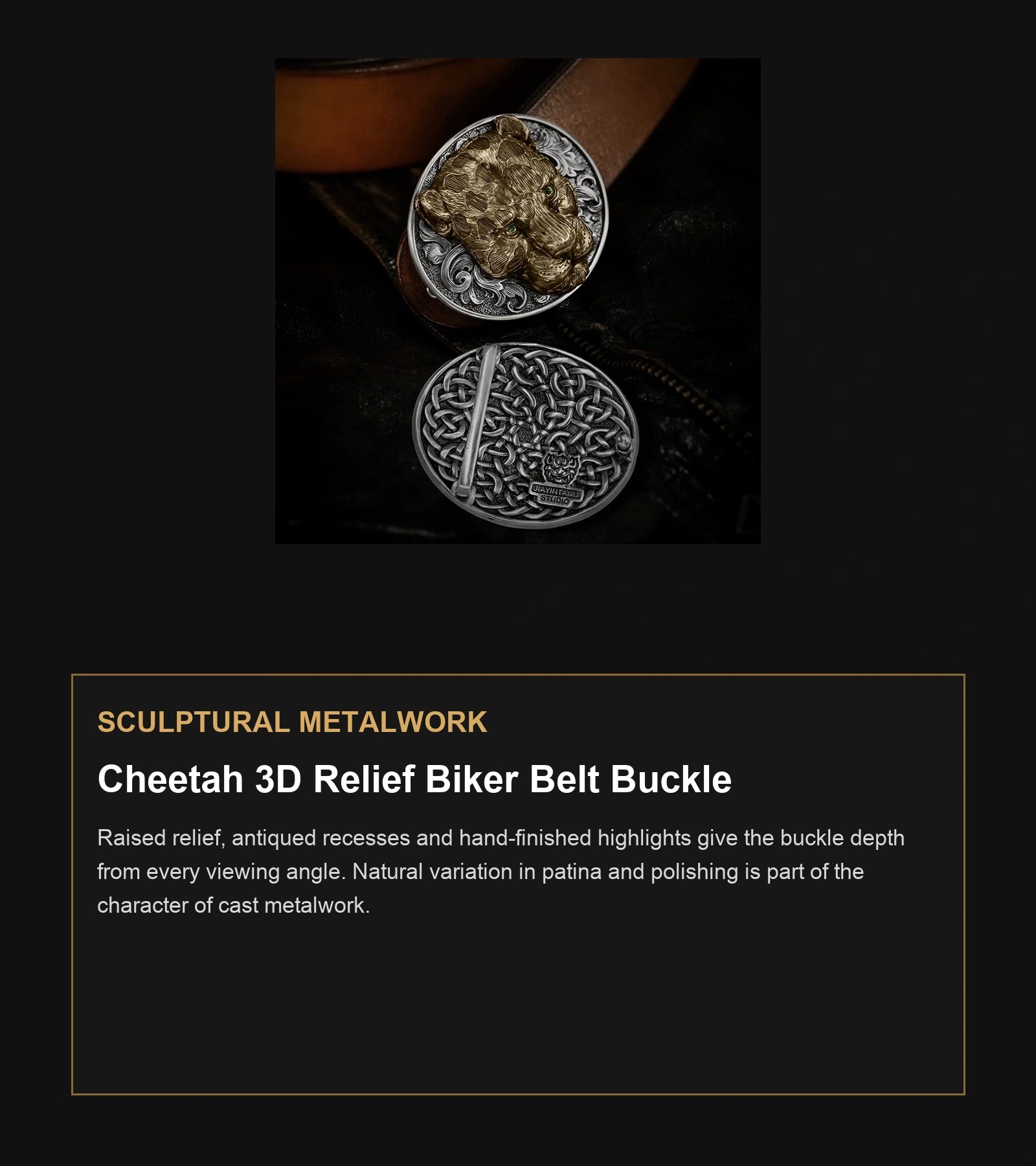 Cheetah 3D Relief Biker Belt Buckle craftsmanship guide in English