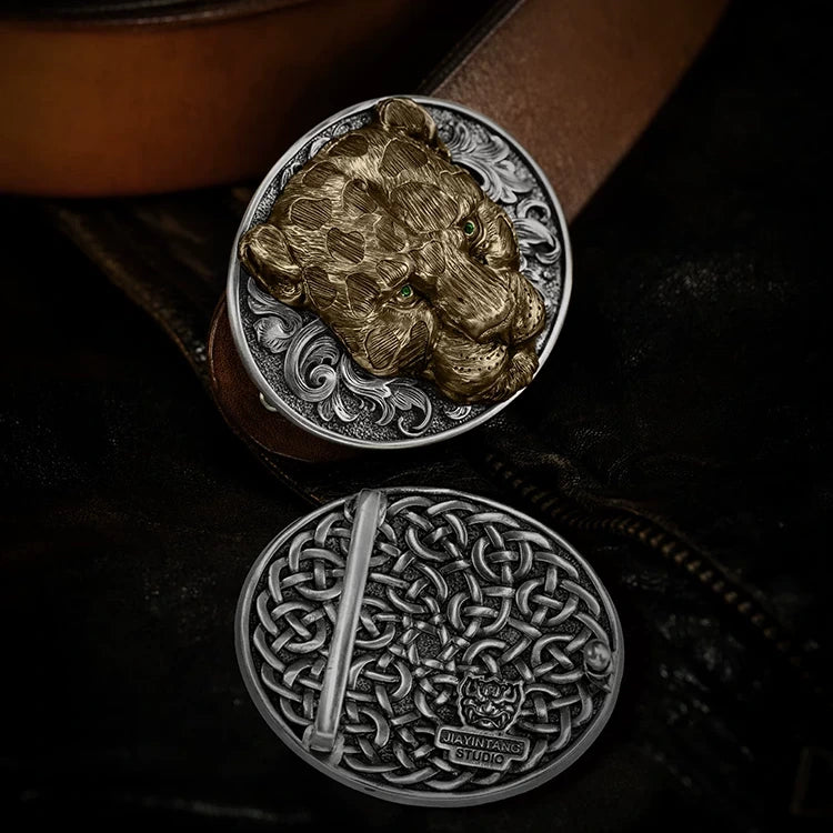 Cheetah 3D Relief Biker Belt Buckle product view