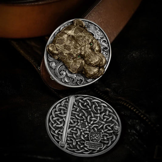 Cheetah 3D Relief Biker Belt Buckle product view