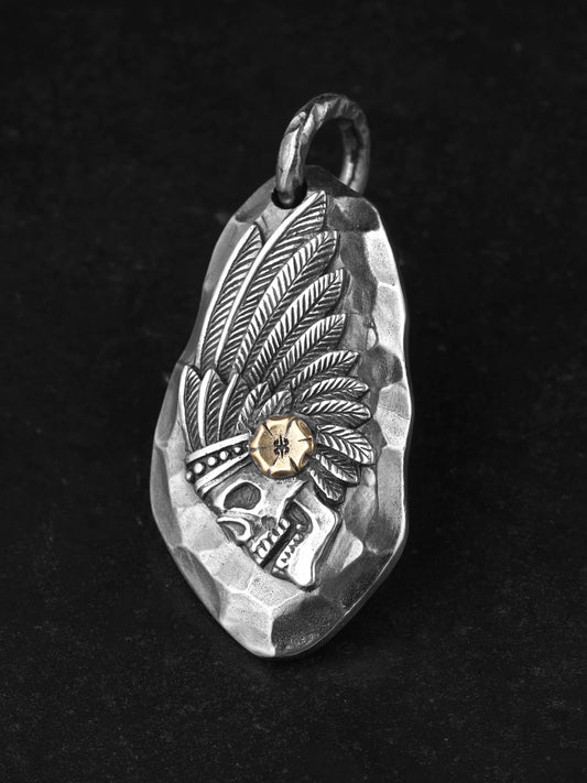 chief skull coin sterling silver biker pendant product view 1