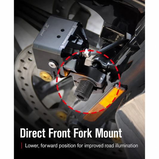 Chiefdom direct front fork auxiliary light bracket mounting position detail