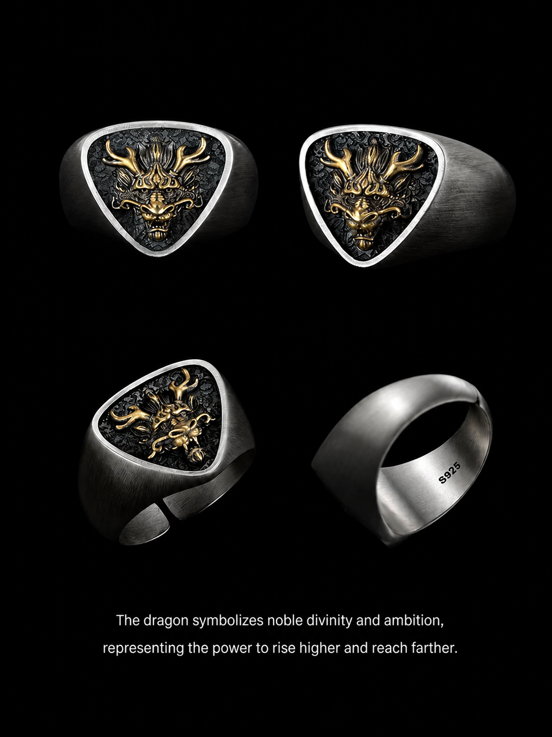 Chinese Zodiac Sterling Silver Ring - product view 2