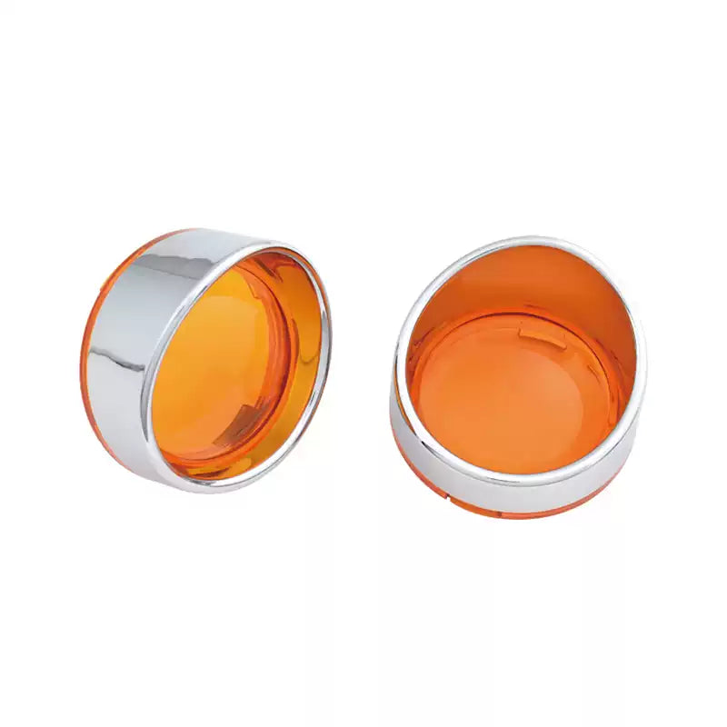 Pair of chrome turn signal housings with amber lenses