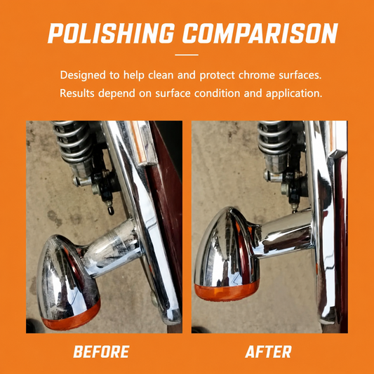 Chrome polish before and after comparison
