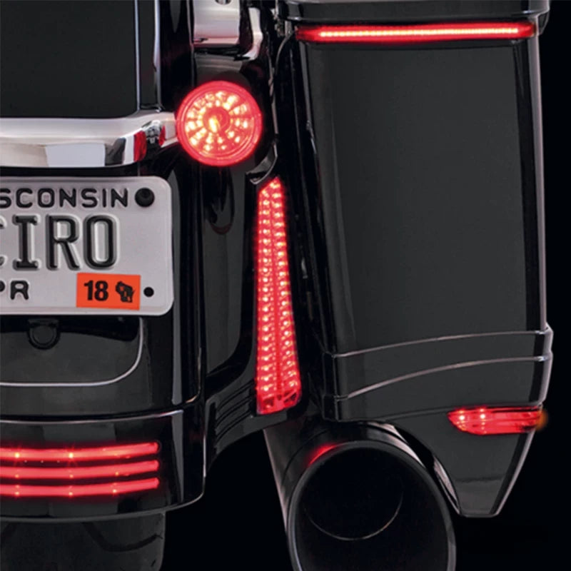Ciro 40023 black rear fender filler LED light installed on a Harley Touring motorcycle