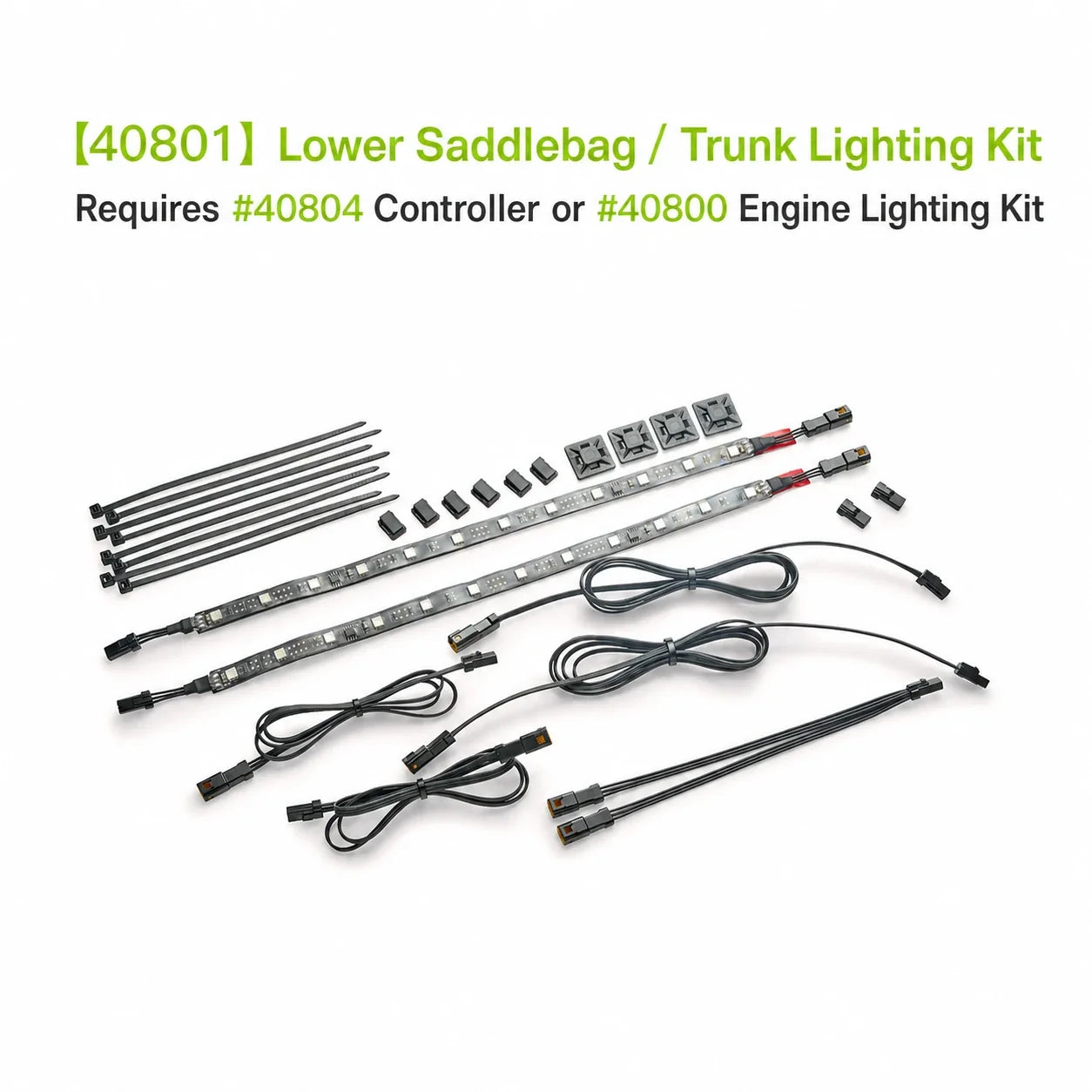 Ciro 40801 lower saddlebag and trunk LED lighting kit components