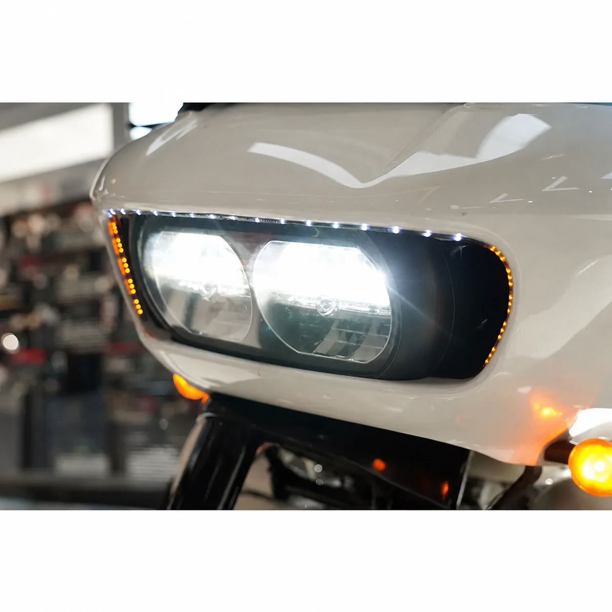 Ciro 45103 headlight outline LED strip displaying amber turn signal lighting