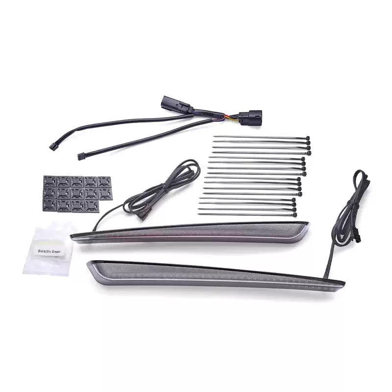 Complete lower saddlebag LED light kit with wiring and installation hardware