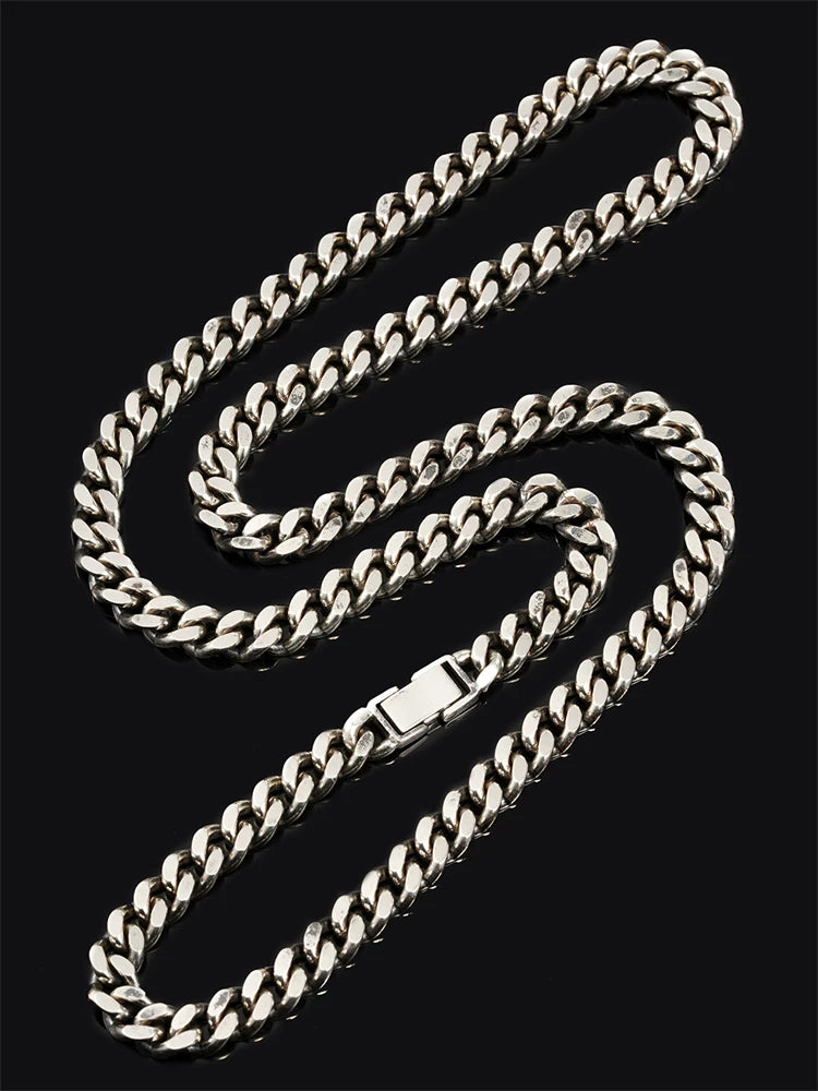 classic cuban link sterling silver biker necklace view 1
