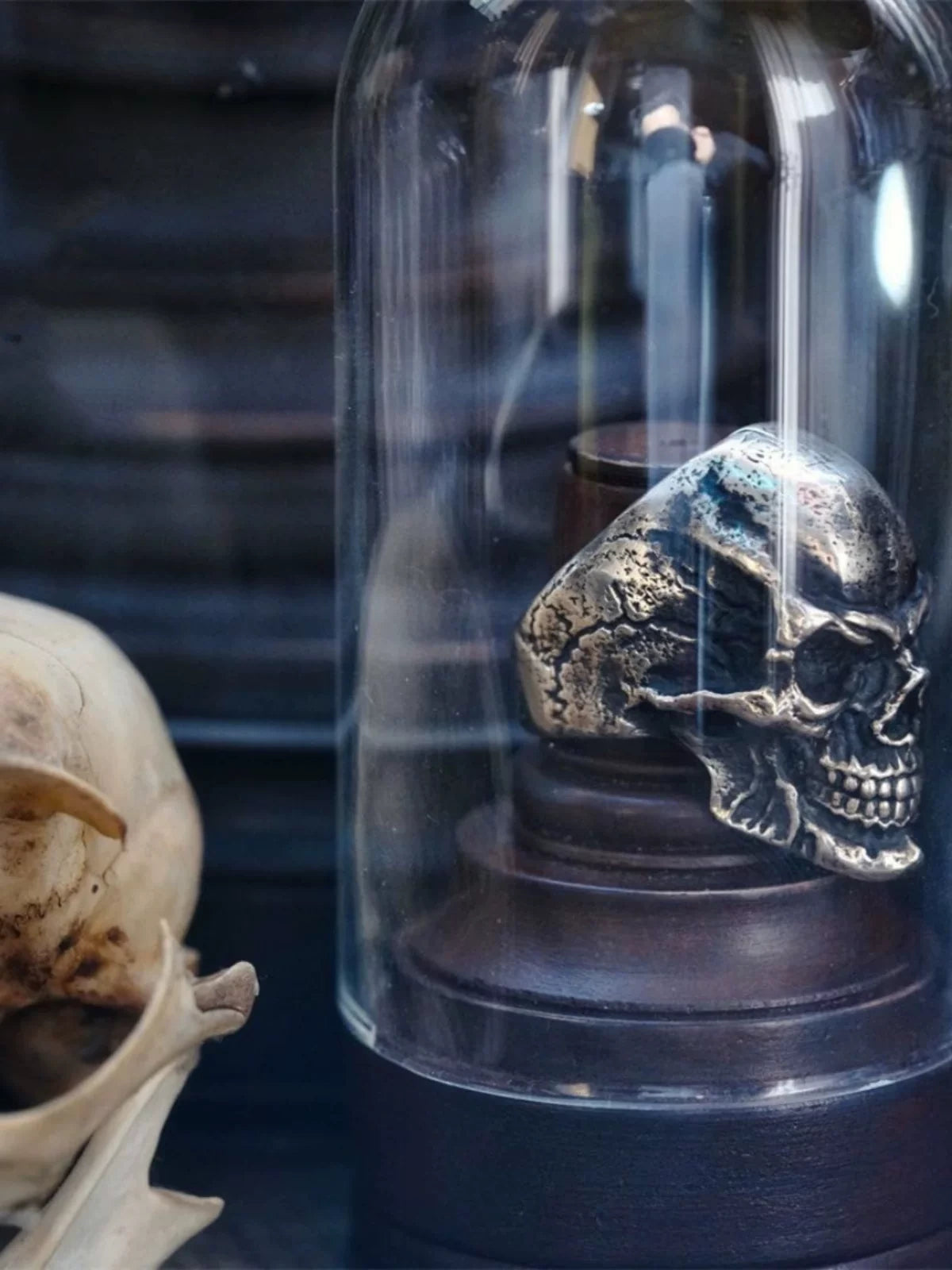 Classic Skull Head 925 Sterling Silver Biker Ring — view 3