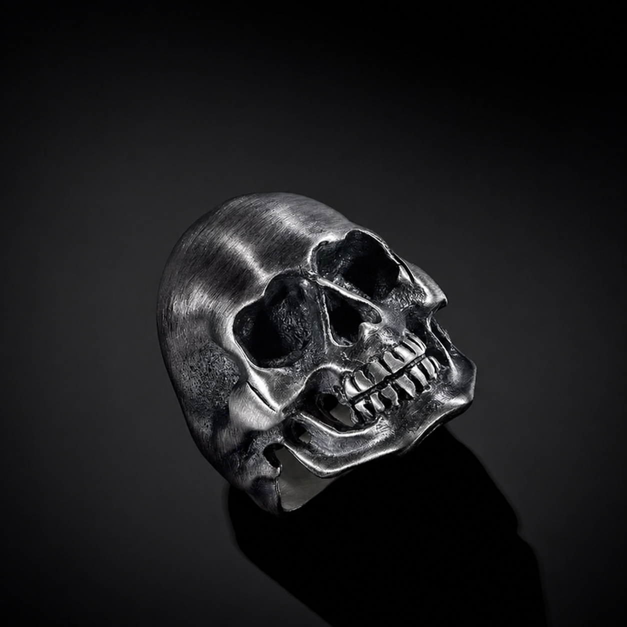 Classic Skull Sterling Silver Biker Ring - product view