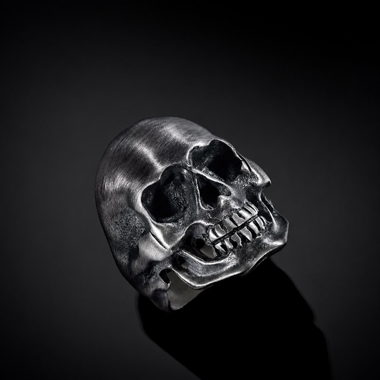 Classic Skull Sterling Silver Biker Ring - product view