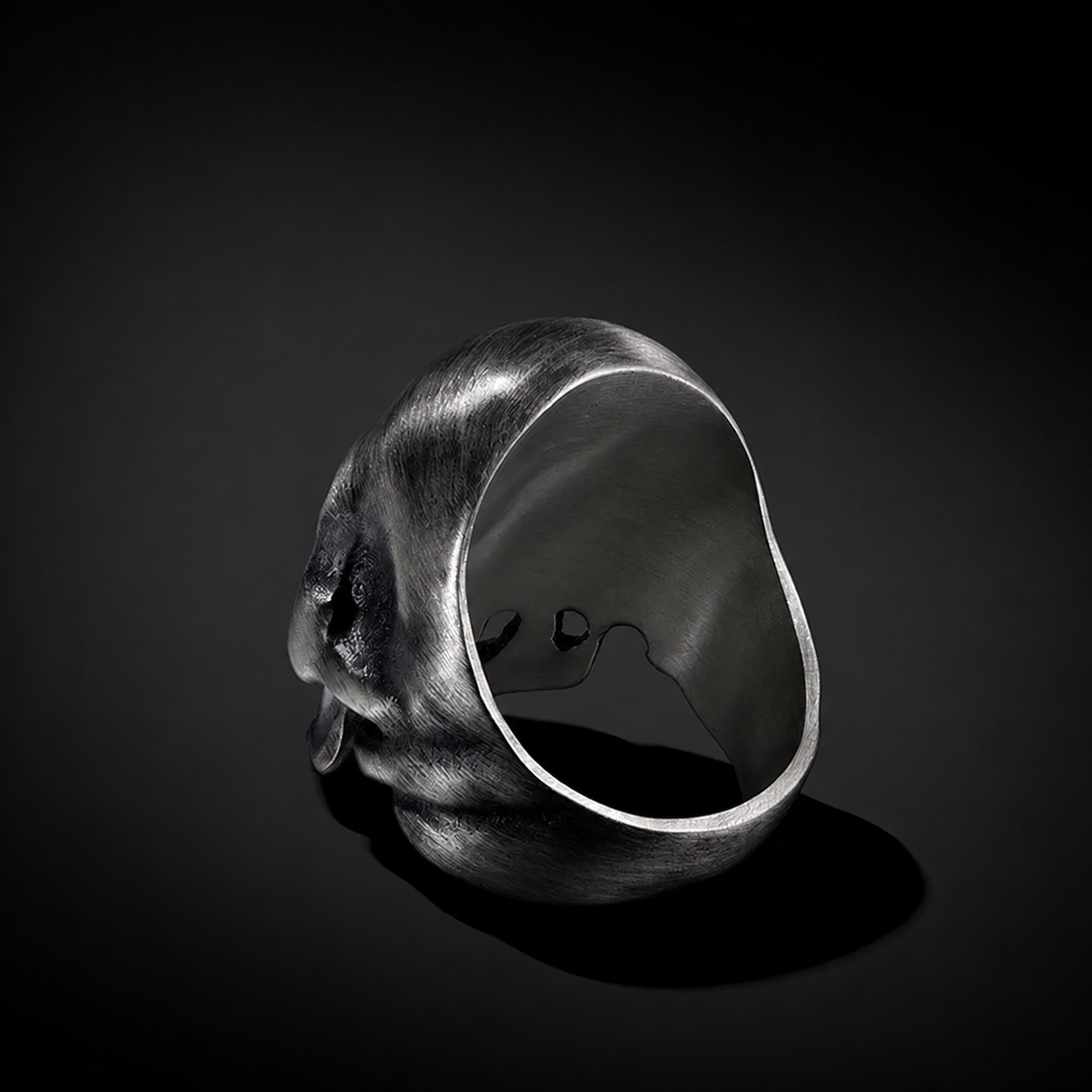 Classic Skull Sterling Silver Biker Ring - product view 2