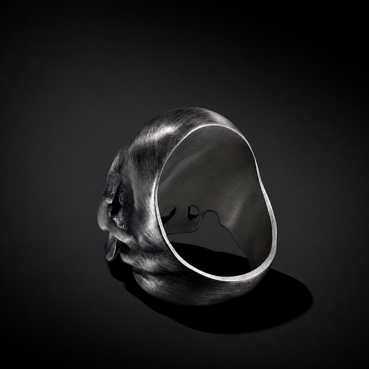 Classic Skull Sterling Silver Biker Ring - product view 2