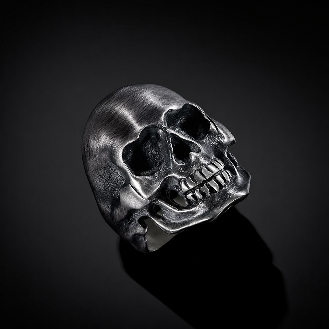Classic Skull Sterling Silver Biker Ring - product view 3