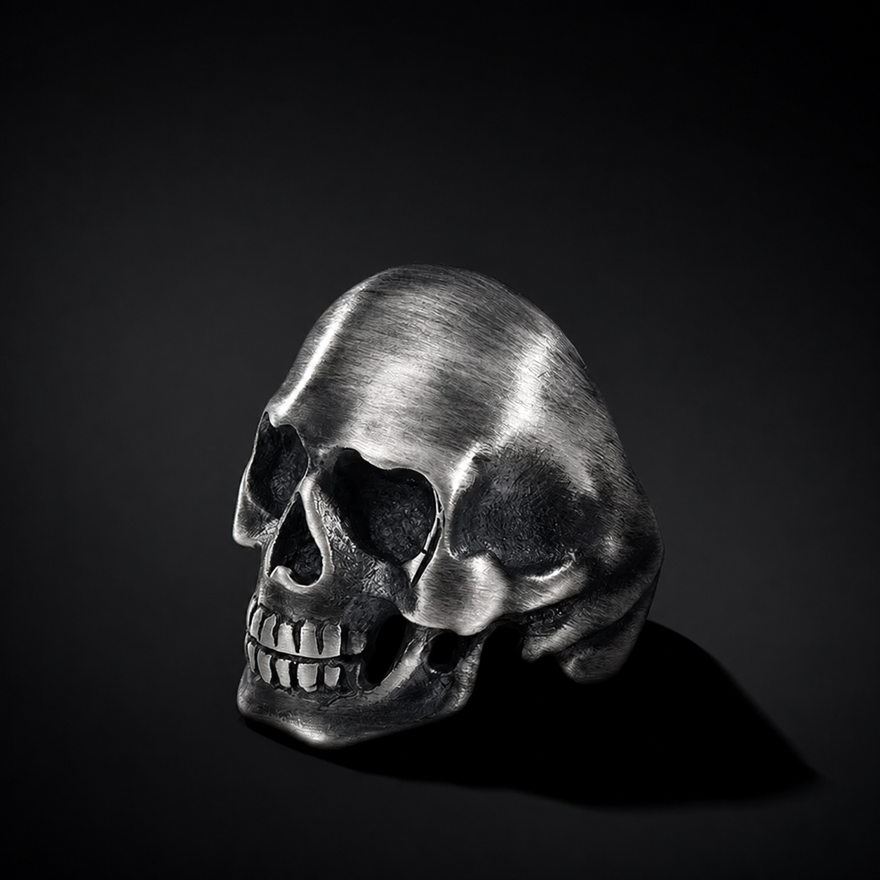 Classic Skull Sterling Silver Biker Ring - product view 4