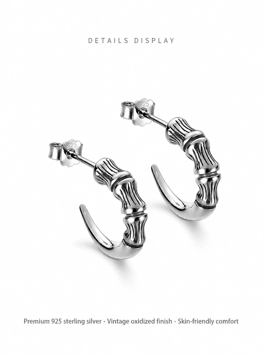 Sterling silver dragon claw stud earrings material details