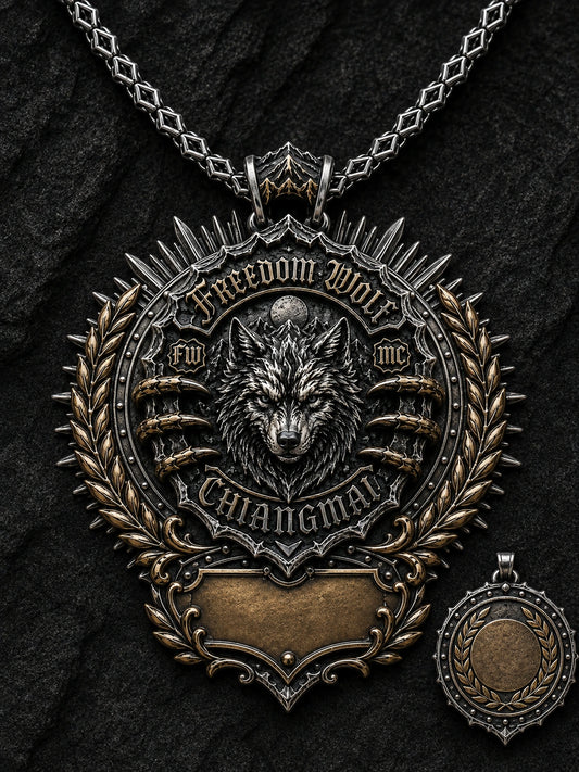 Freedom Wolf custom motorcycle club anniversary pendant necklace