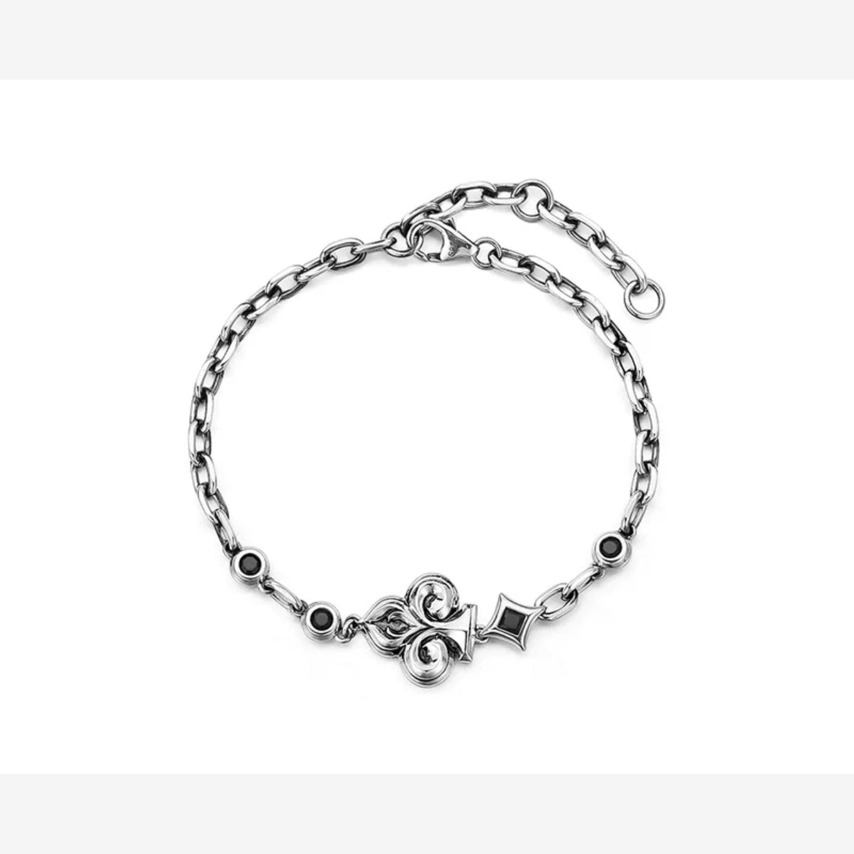 Club Playing Card Sterling Silver Biker Bracelet – product view