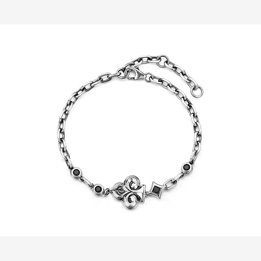 Club Playing Card Sterling Silver Biker Bracelet – product view