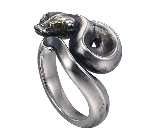 Coiled Viper 925 Sterling Silver Biker Ring — view 1