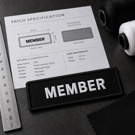 Confirm digital design and specifications shown as a custom motorcycle club membership patch product.