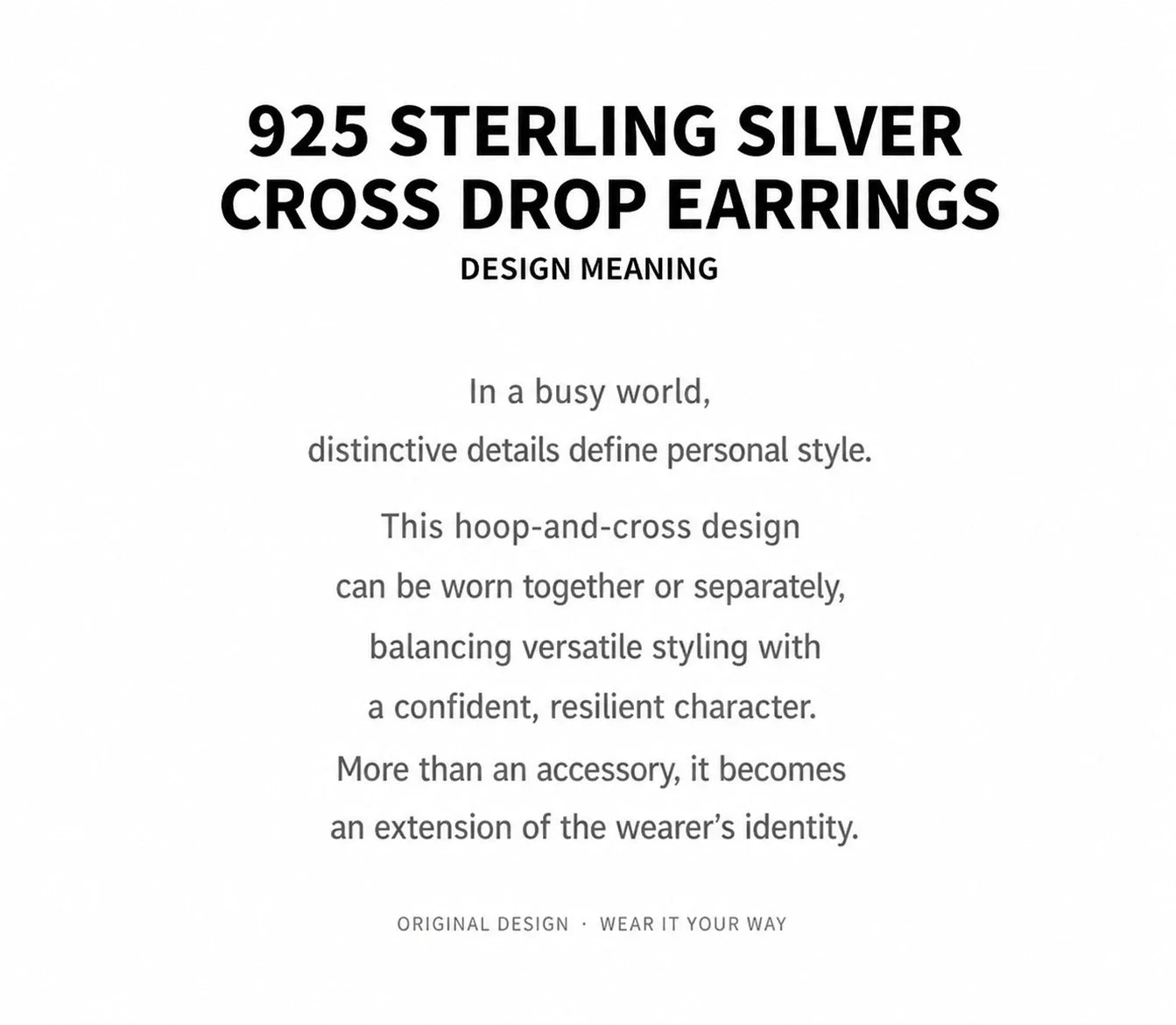 Sterling Silver Cross Drop Earrings - design meaning
