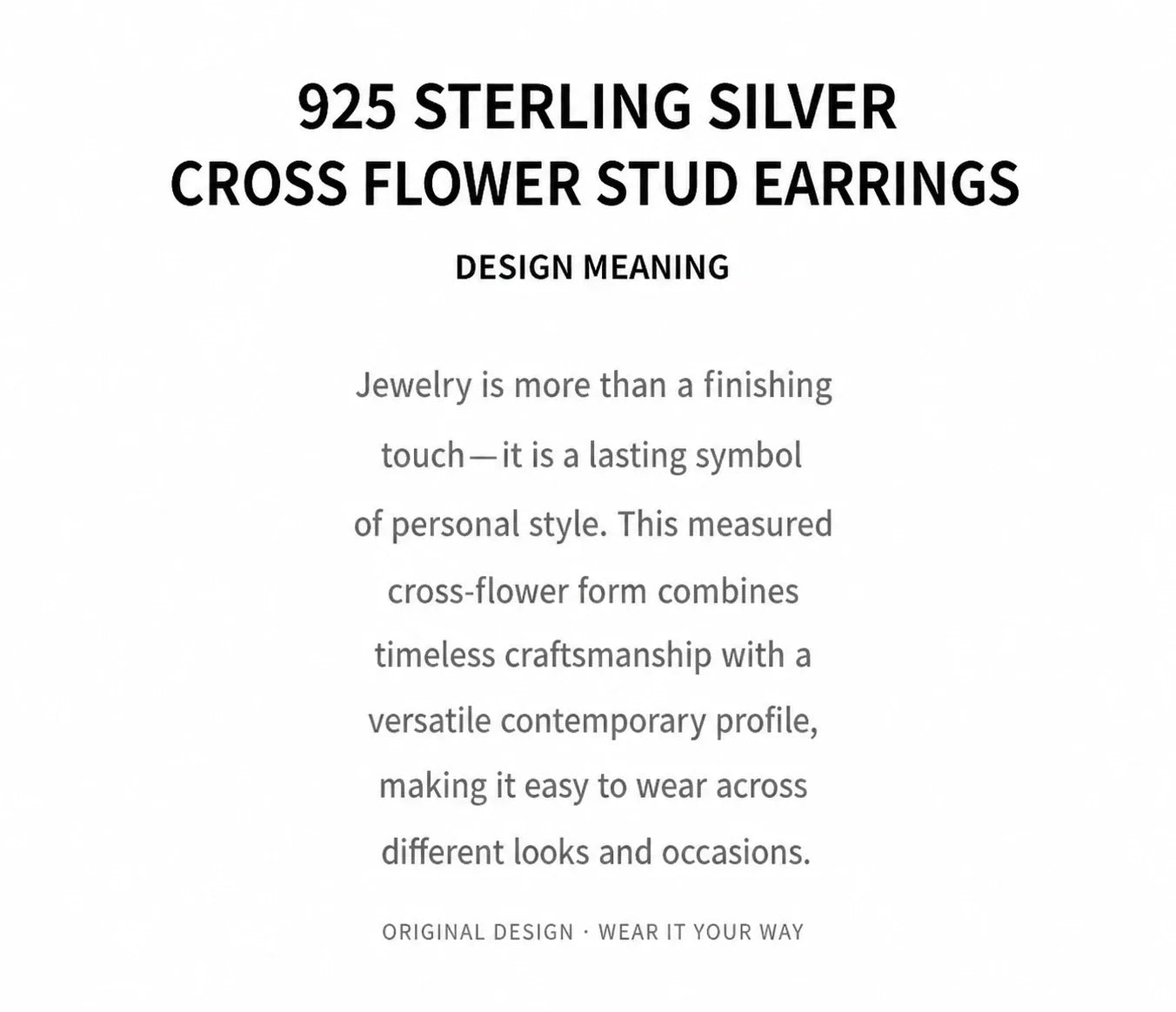 Cross flower stud earrings design meaning
