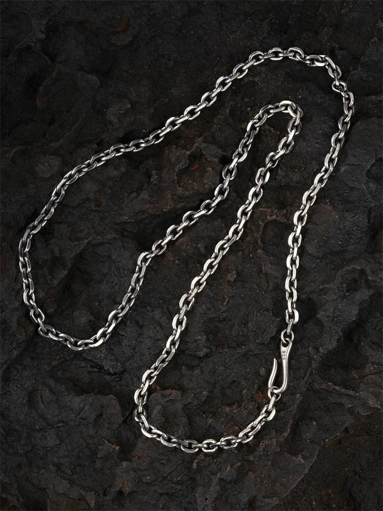 cross link sterling silver biker necklace view 2