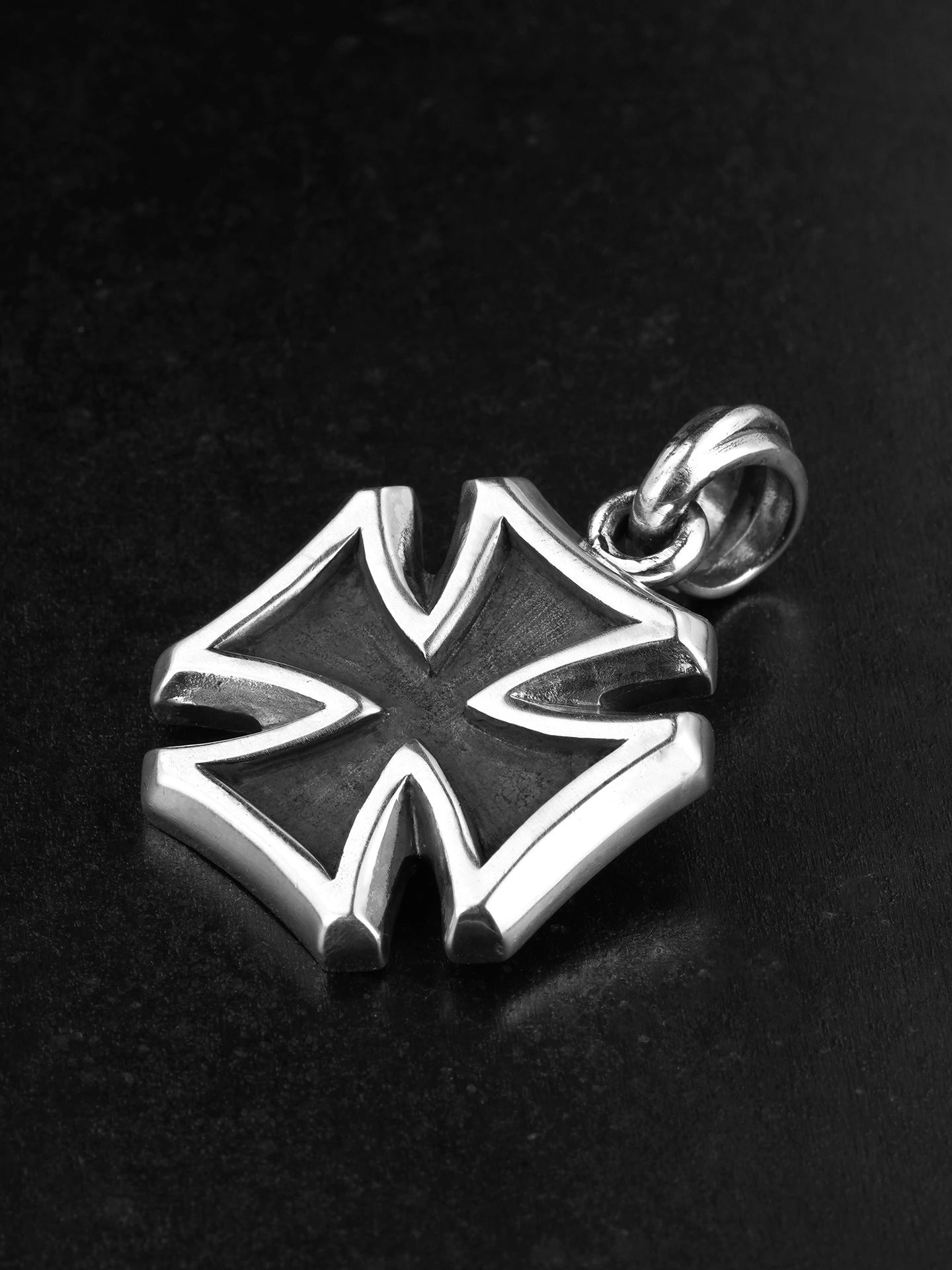 cross medal sterling silver biker pendant product view 2