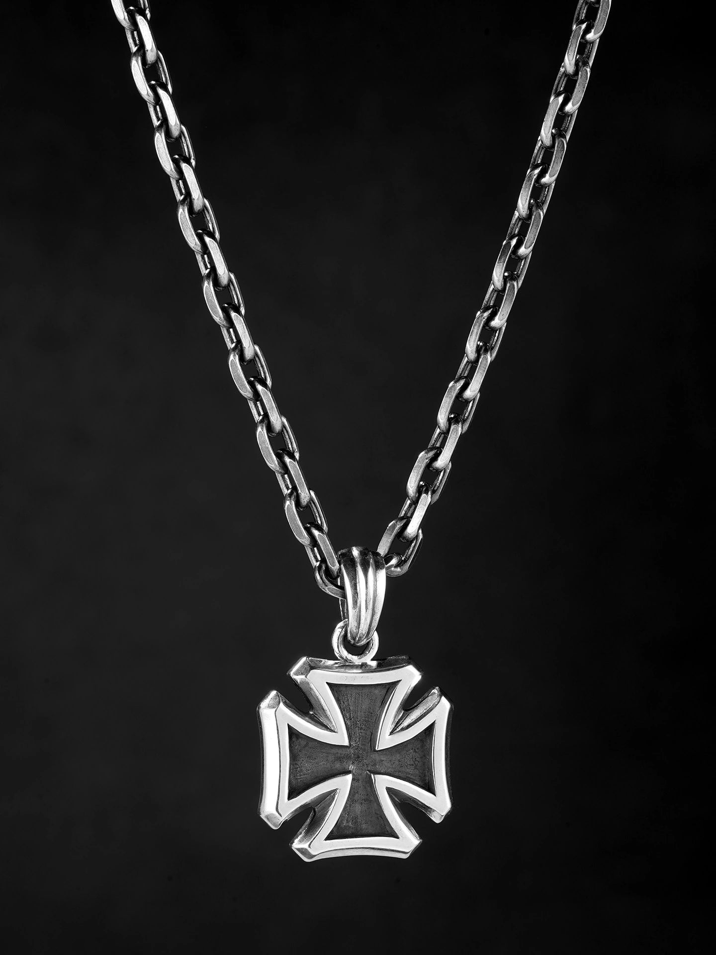 cross medal sterling silver biker pendant product view 3
