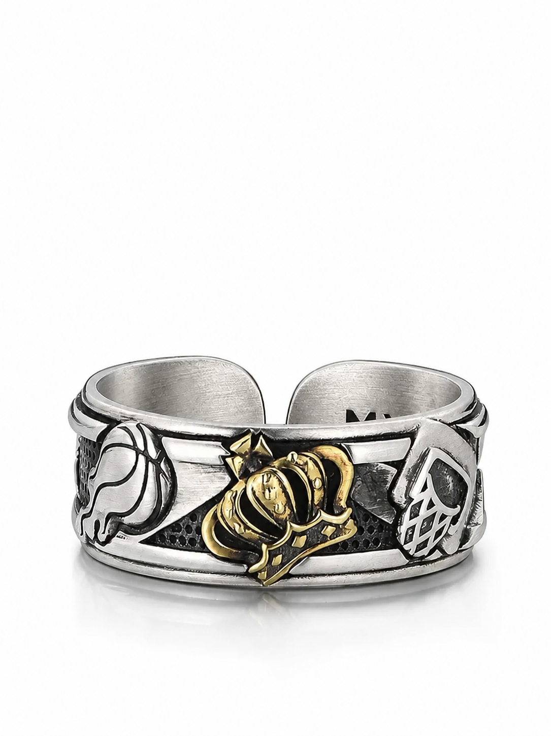 Crown Basketball Sterling Silver Ring - product view
