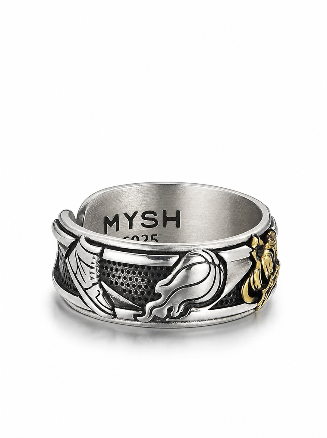 Crown Basketball Sterling Silver Ring - product view 2